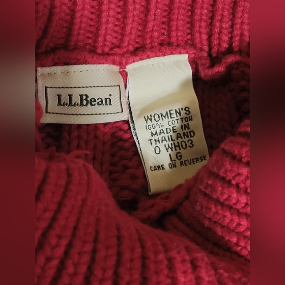 Vintage LL Bean Cable Knit Mock Neck Women’s Sweater Size L 100% Cotton - Picture 4 of 9